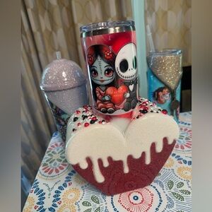 Homemade Skeleton Jack and Sally coffee mug, water mug